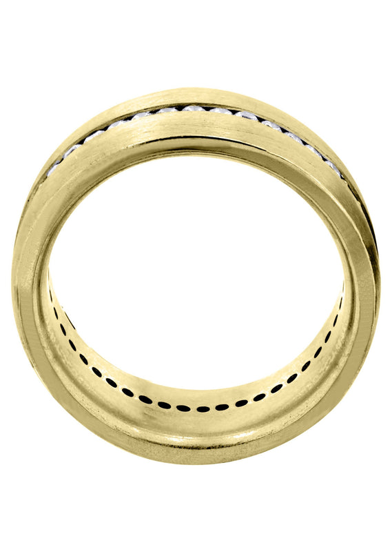 Yellow Gold Diamond Mens Wedding Band | 1.41 Carats | Satin Finish (Russell)