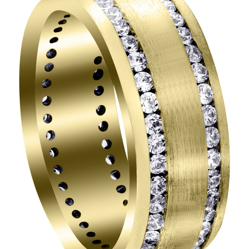 Yellow Gold Diamond Mens Wedding Band | 1.68 Carats | Satin Finish (Ari)