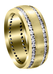 Yellow Gold Diamond Mens Wedding Band | 1.68 Carats | Satin Finish (Ari)