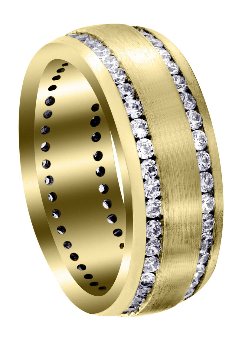 Yellow Gold Diamond Mens Wedding Band | 1.68 Carats | Satin Finish (Ari)