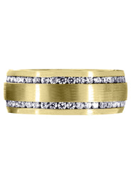 Yellow Gold Diamond Mens Wedding Band | 1.68 Carats | Satin Finish (Ari)