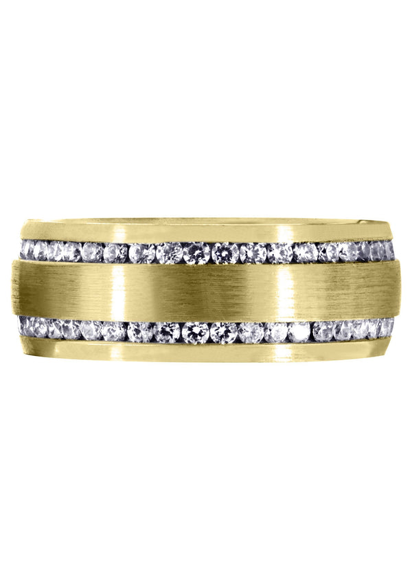 Yellow Gold Diamond Mens Wedding Band | 1.68 Carats | Satin Finish (Ari)