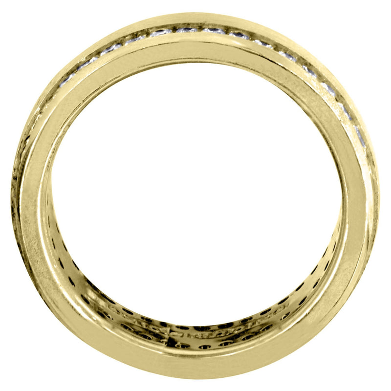 Yellow Gold Diamond Mens Wedding Band | 1.68 Carats | Satin Finish (Ari)