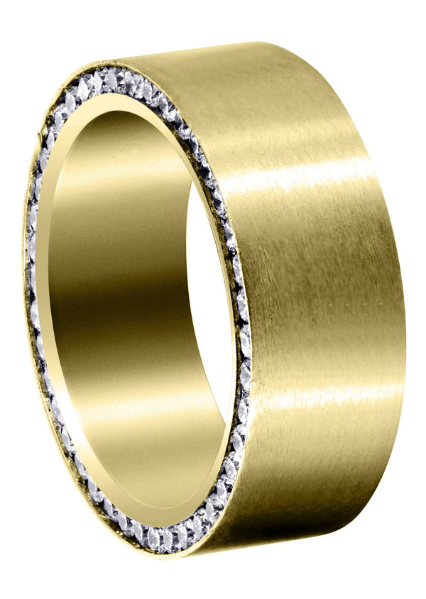 Yellow Gold Diamond Mens Wedding Band | 1.88 Carats | Satin Finish (Eli)