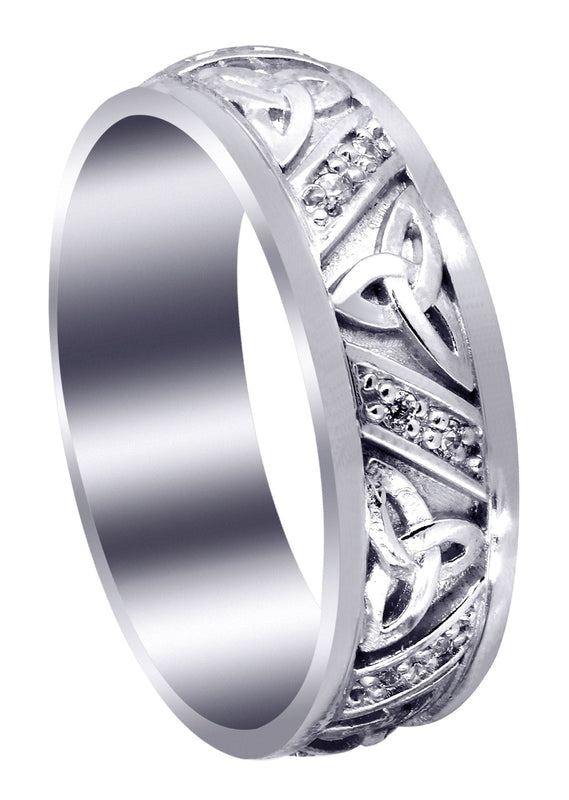 Diamond Mens Wedding Band | 0.16 Carats | Sand Blast / High Polish Finish (Warren)