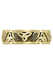Yellow Gold Diamond Mens Wedding Band | 0.16 Carats | Sand Blast / High Polish Finish (Warren)
