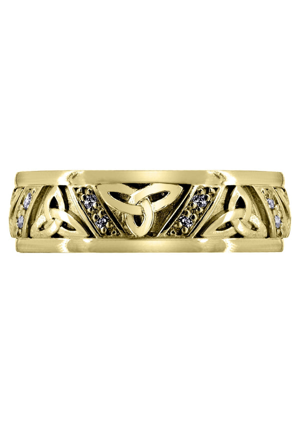 Yellow Gold Diamond Mens Wedding Band | 0.16 Carats | Sand Blast / High Polish Finish (Warren)