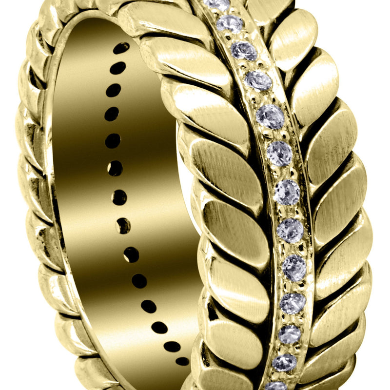 Yellow Gold Diamond Mens Wedding Band | 0.6 Carats | High Polish Finish (Drake)