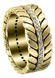 Yellow Gold Diamond Mens Wedding Band | 0.6 Carats | High Polish Finish (Drake)