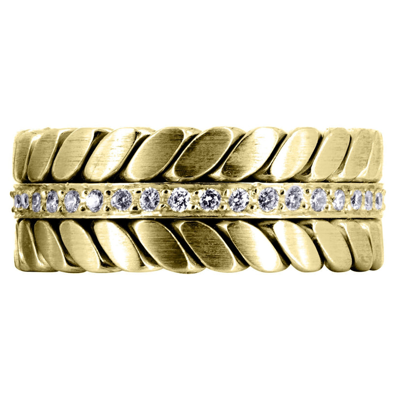 Yellow Gold Diamond Mens Wedding Band | 0.6 Carats | High Polish Finish (Drake)