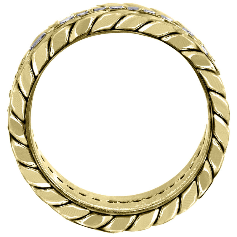 Yellow Gold Diamond Mens Wedding Band | 0.6 Carats | High Polish Finish (Drake)