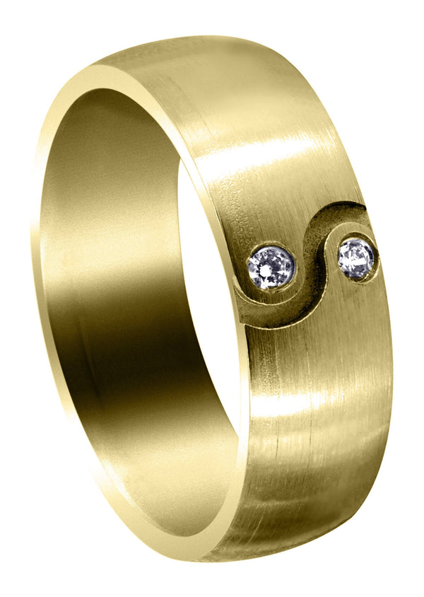 Yellow Gold Diamond Mens Wedding Band | 0.06 Carats | Satin Finish (Kellan)