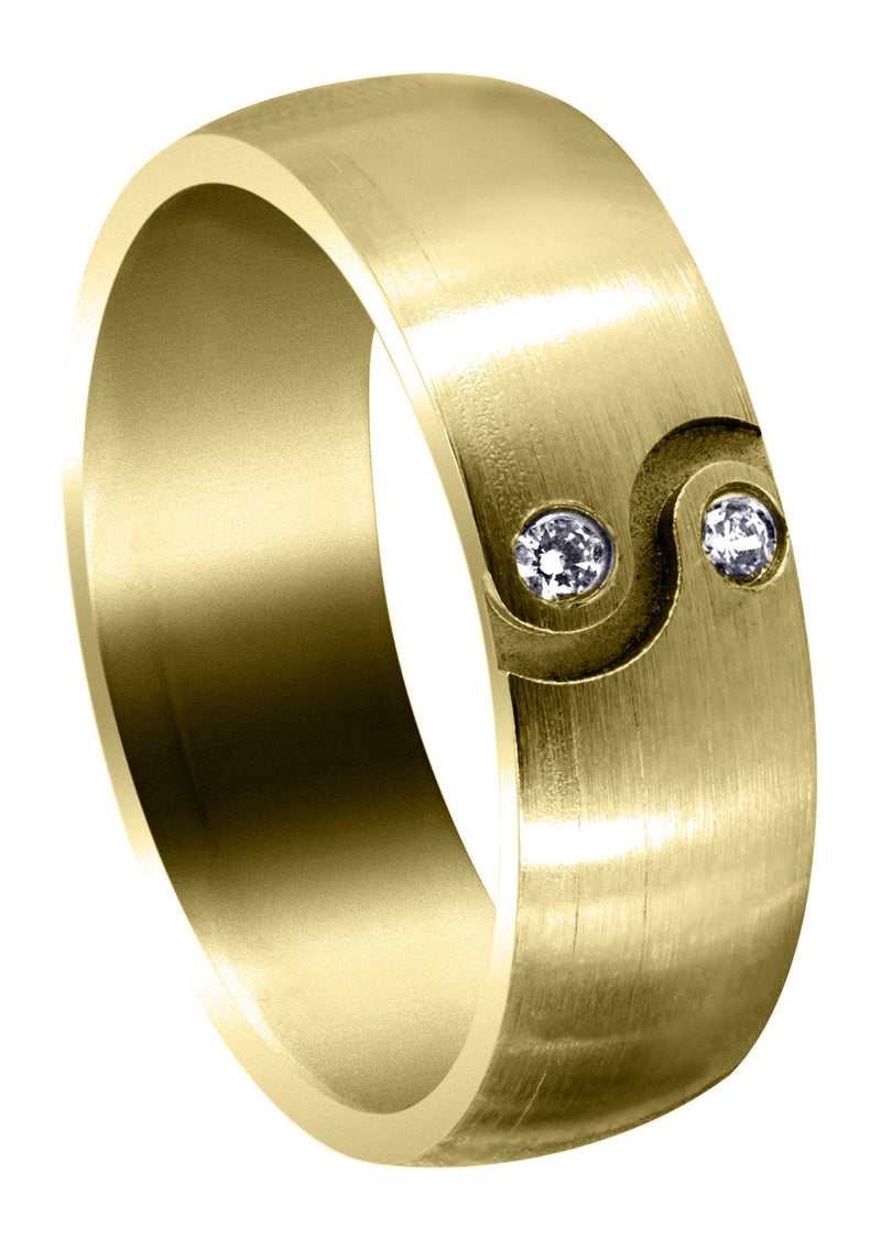 Yellow Gold Diamond Mens Wedding Band | 0.06 Carats | Satin Finish (Kellan)