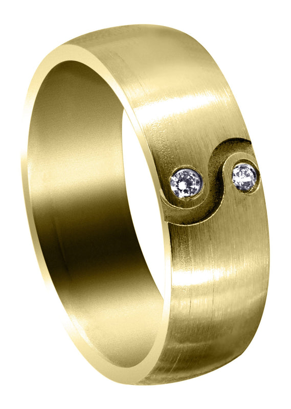 Yellow Gold Diamond Mens Wedding Band | 0.06 Carats | Satin Finish (Kellan)