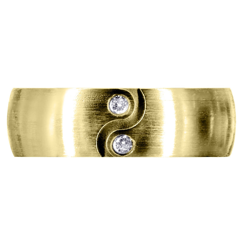 Yellow Gold Diamond Mens Wedding Band | 0.06 Carats | Satin Finish (Kellan)