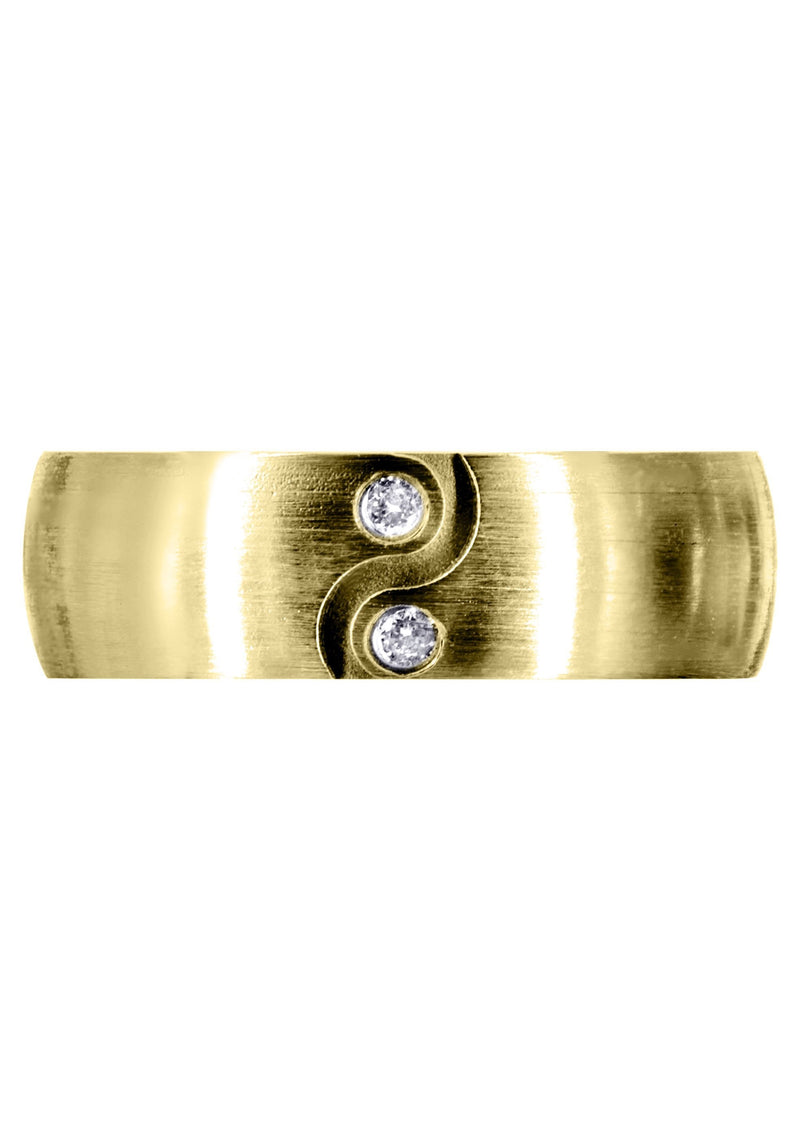 Yellow Gold Diamond Mens Wedding Band | 0.06 Carats | Satin Finish (Kellan)