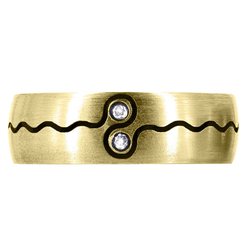Yellow Gold Diamond Mens Wedding Band | 0.04 Carats | Satin Finish (Esteban)