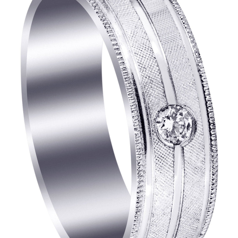 Diamond Mens Wedding Band | 0.07 Carats | Diamond Cut Finish (Adan)
