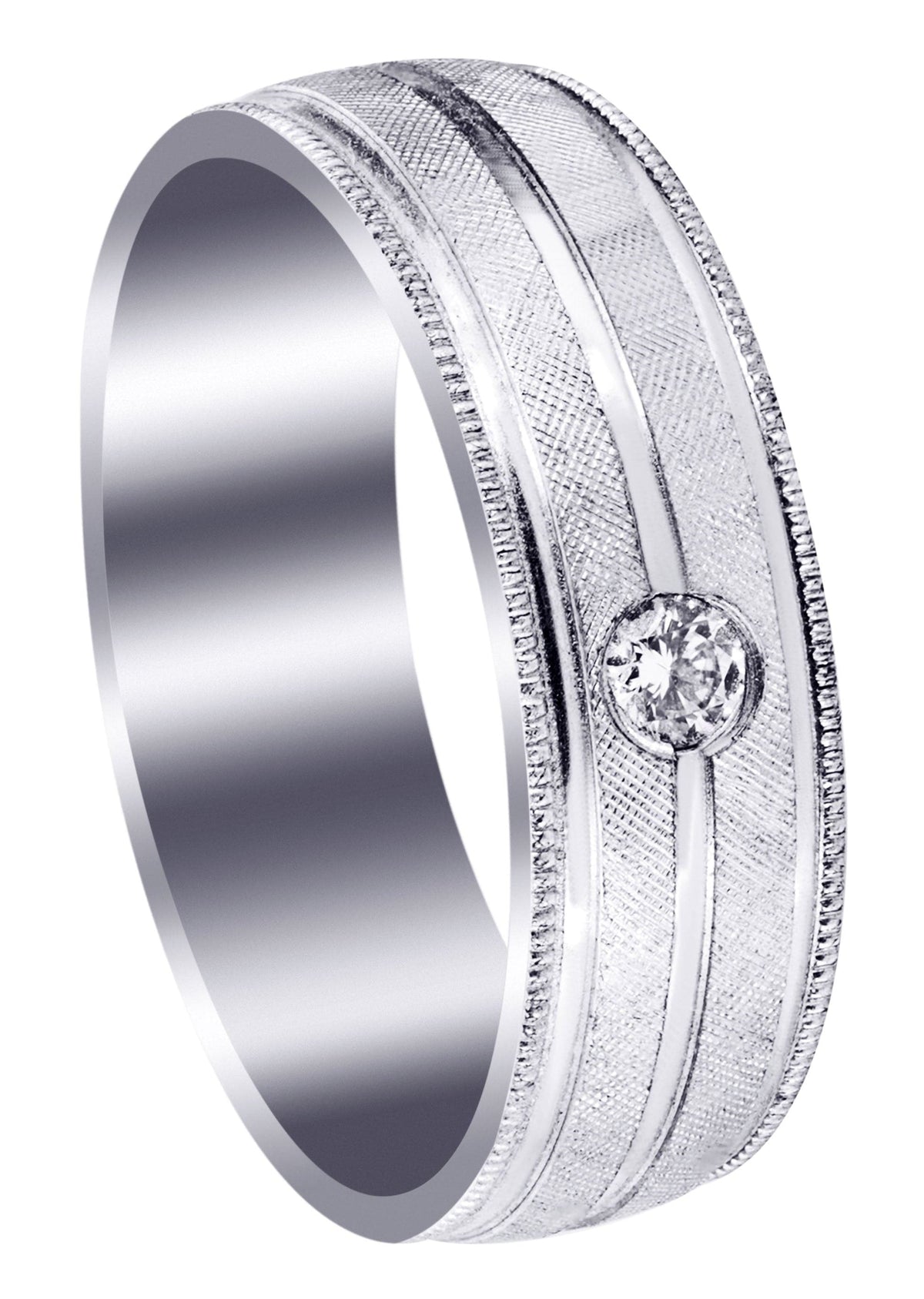 Diamond Mens Wedding Band | 0.07 Carats | Diamond Cut Finish (Adan)