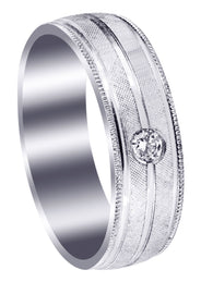 Diamond Mens Wedding Band | 0.07 Carats | Diamond Cut Finish (Adan)