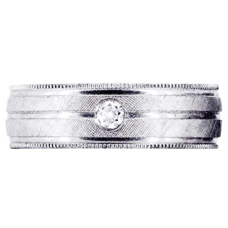 Diamond Mens Wedding Band | 0.07 Carats | Diamond Cut Finish (Adan)