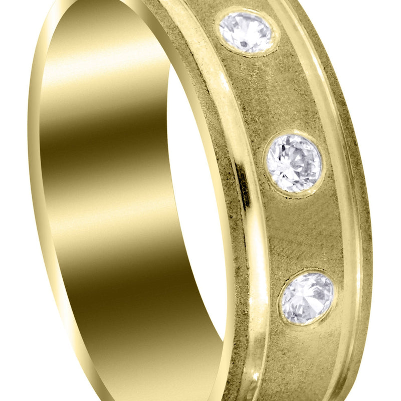 Yellow Gold Diamond Mens Wedding Band | 0.21 Carats | Wire Matt Finish (Jay)