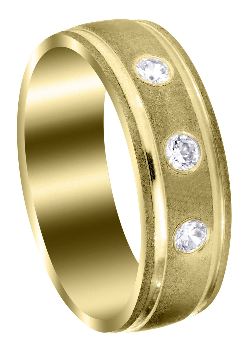 Yellow Gold Diamond Mens Wedding Band | 0.21 Carats | Wire Matt Finish (Jay)
