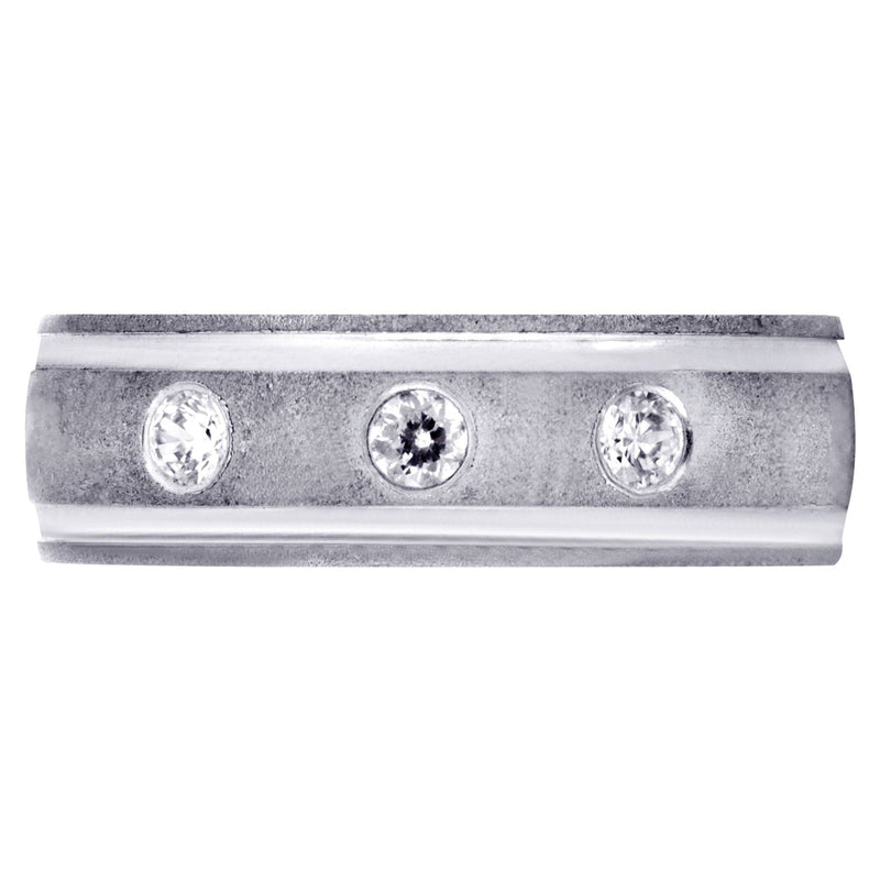 Diamond Mens Wedding Band | 0.21 Carats | Wire Matt Finish (Jay)
