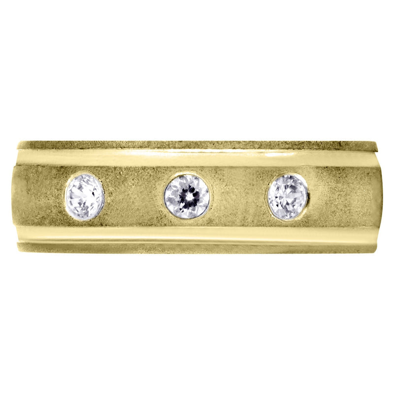 Yellow Gold Diamond Mens Wedding Band | 0.21 Carats | Wire Matt Finish (Jay)