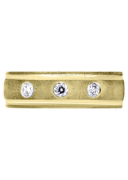 Yellow Gold Diamond Mens Wedding Band | 0.21 Carats | Wire Matt Finish (Jay)