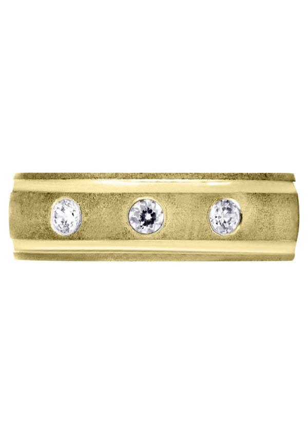 Yellow Gold Diamond Mens Wedding Band | 0.21 Carats | Wire Matt Finish (Jay)