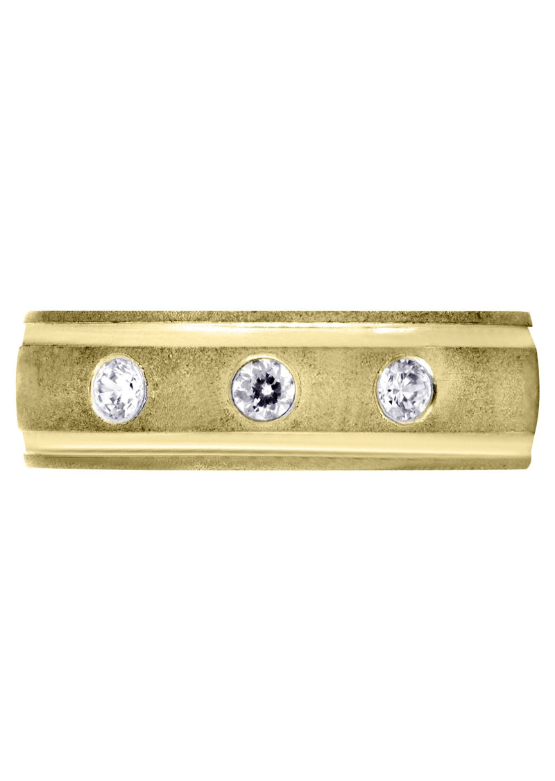 Yellow Gold Diamond Mens Wedding Band | 0.21 Carats | Wire Matt Finish (Jay)