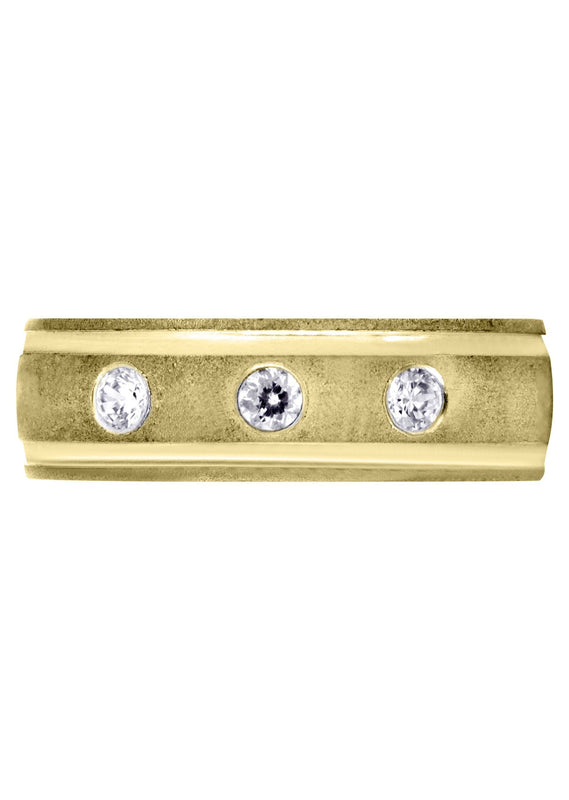 Yellow Gold Diamond Mens Wedding Band | 0.21 Carats | Wire Matt Finish (Jay)