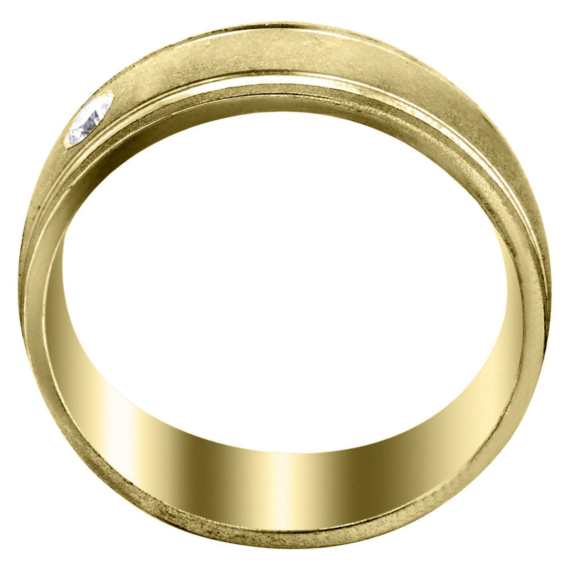 Yellow Gold Diamond Mens Wedding Band | 0.21 Carats | Wire Matt Finish (Jay)