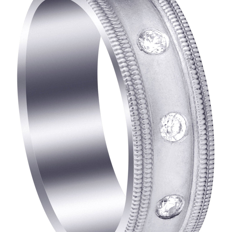 Diamond Mens Wedding Band | 0.15 Carats | Wire Matt Finish (Pablo)