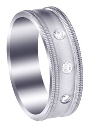Diamond Mens Wedding Band | 0.15 Carats | Wire Matt Finish (Pablo)