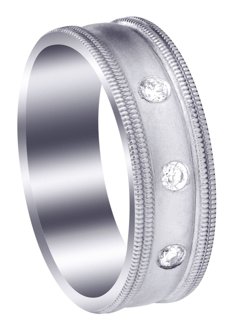 Diamond Mens Wedding Band | 0.15 Carats | Wire Matt Finish (Pablo)