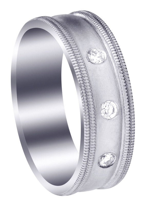 Diamond Mens Wedding Band | 0.15 Carats | Wire Matt Finish (Pablo)