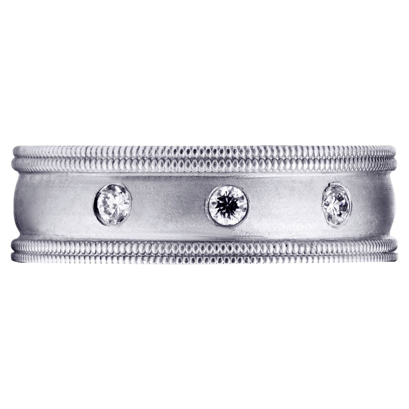 Diamond Mens Wedding Band | 0.15 Carats | Wire Matt Finish (Pablo)