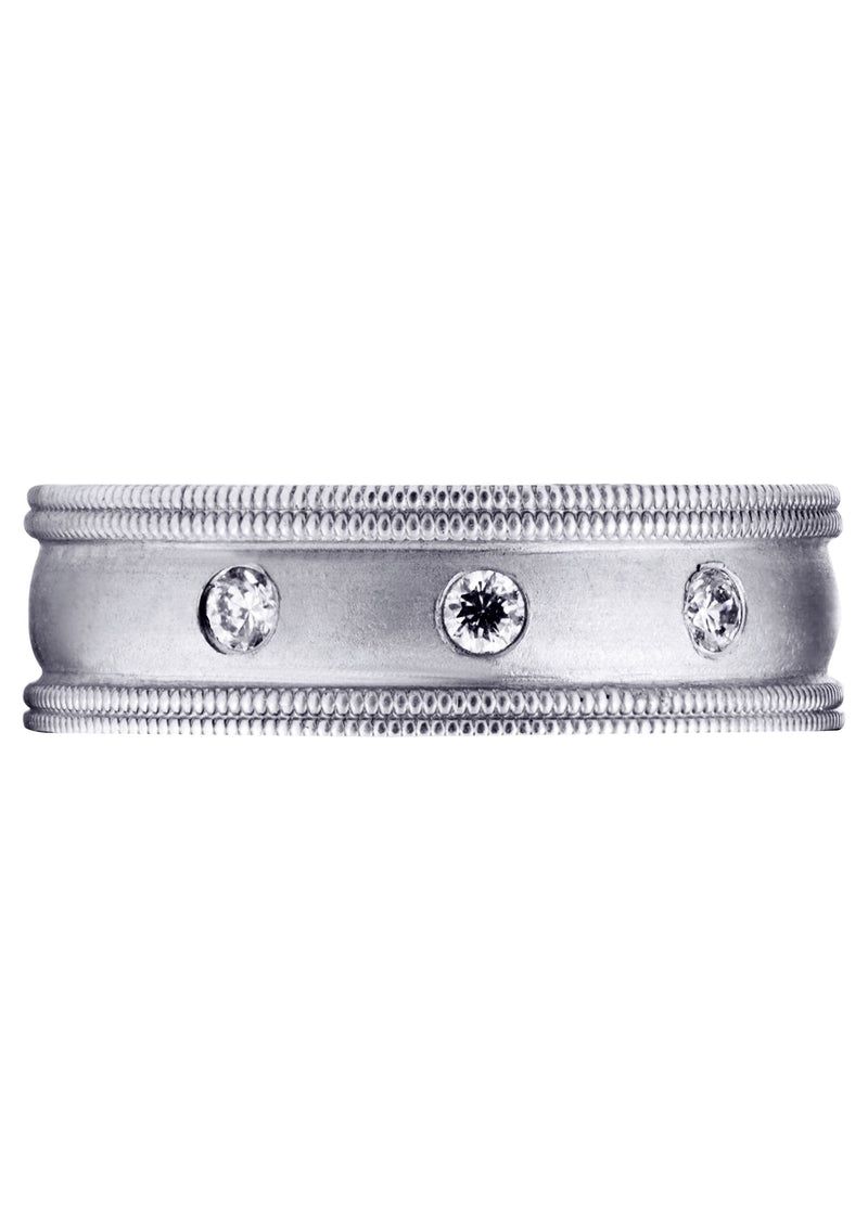 Diamond Mens Wedding Band | 0.15 Carats | Wire Matt Finish (Pablo)