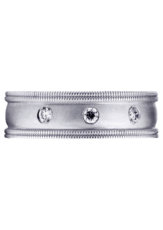 Diamond Mens Wedding Band | 0.15 Carats | Wire Matt Finish (Pablo)