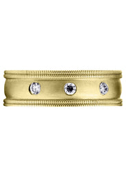 Yellow Gold Diamond Mens Wedding Band | 0.15 Carats | Wire Matt Finish (Pablo)