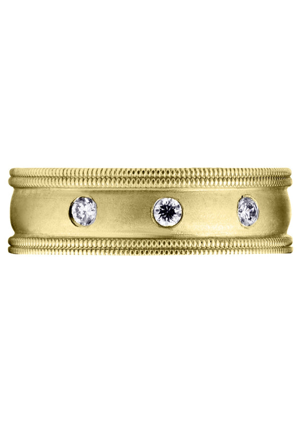 Yellow Gold Diamond Mens Wedding Band | 0.15 Carats | Wire Matt Finish (Pablo)
