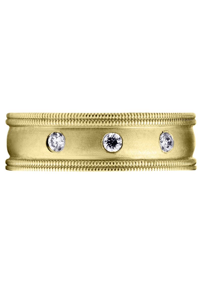 Yellow Gold Diamond Mens Wedding Band | 0.15 Carats | Wire Matt Finish (Pablo)