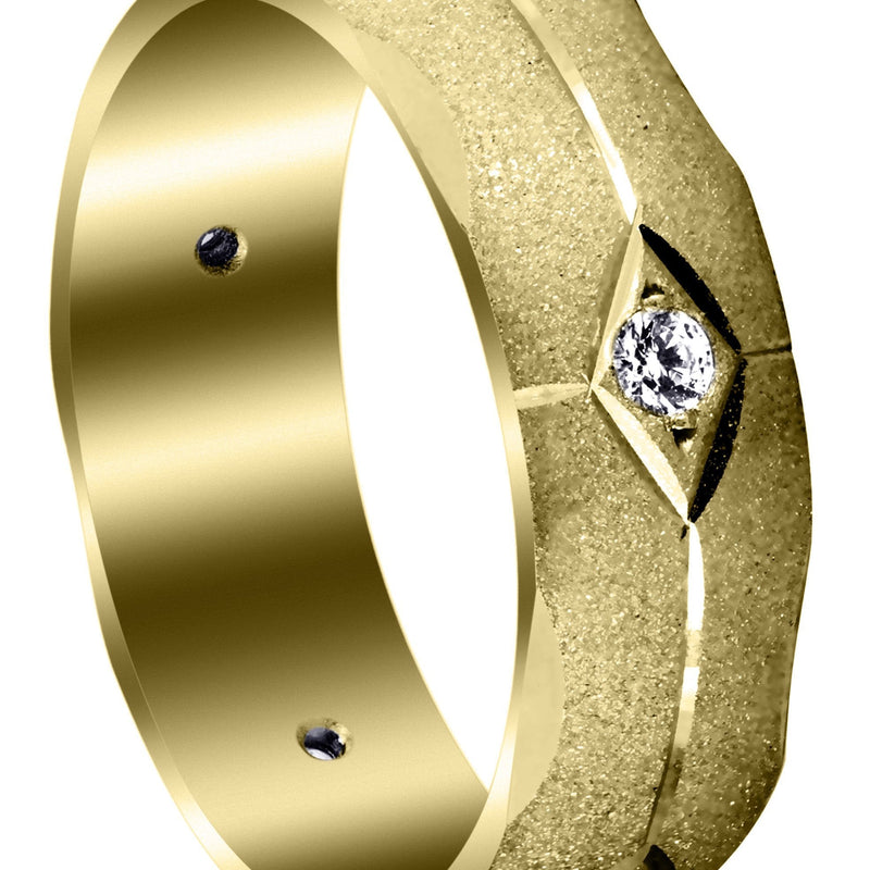 Yellow Gold Diamond Mens Engagement Ring | 0.25 Carats | Wire Matt Finish (Kason)