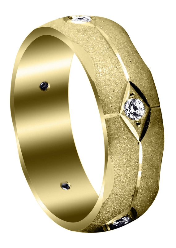Yellow Gold Diamond Mens Engagement Ring | 0.25 Carats | Wire Matt Finish (Kason)