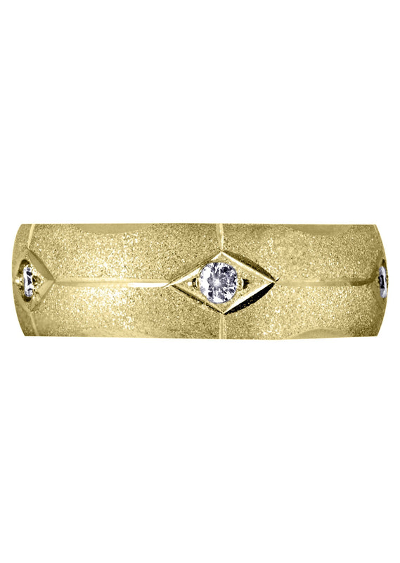 Yellow Gold Diamond Mens Engagement Ring | 0.25 Carats | Wire Matt Finish (Kason)