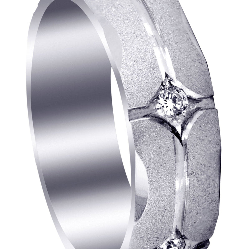 Diamond Mens Wedding Band | 0.3 Carats | Wire Matt Finish (Brendan)