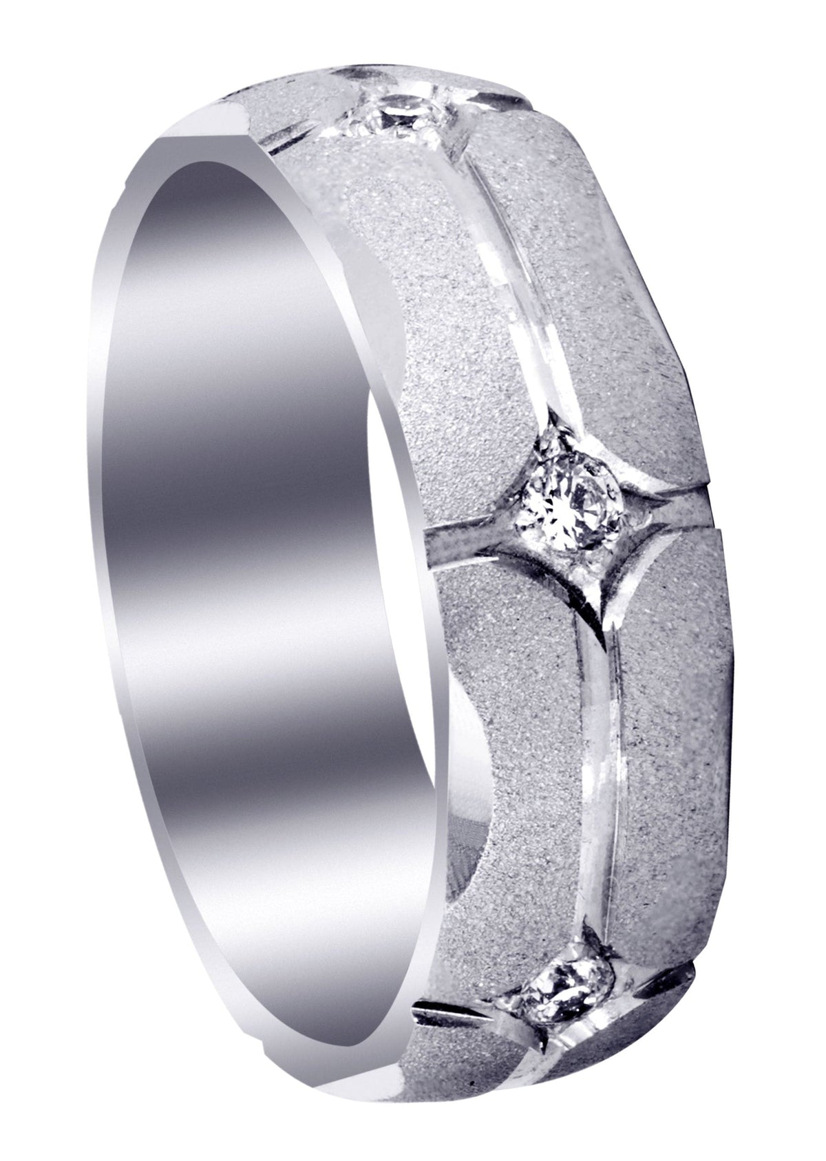 Diamond Mens Wedding Band | 0.3 Carats | Wire Matt Finish (Brendan)