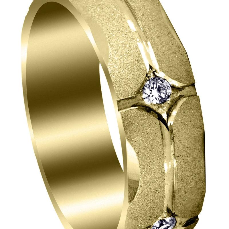 Yellow Gold Diamond Mens Wedding Band | 0.3 Carats | Wire Matt Finish (Brendan)